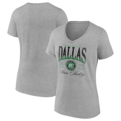 Dallas Stars Women's Retro Script V-Neck T-Shirt - Gray T-shirts