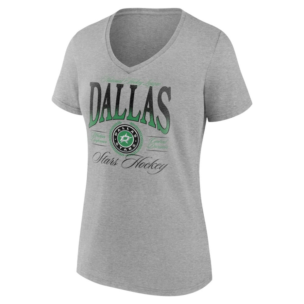 Dallas Stars Women's Retro Script V-Neck T-Shirt - Gray T-shirts