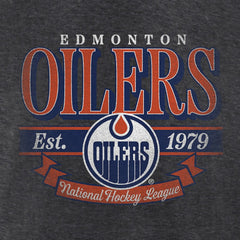 Edmonton Oilers Women's Retro Banner V-Neck T-Shirt - Charcoal T-shirts