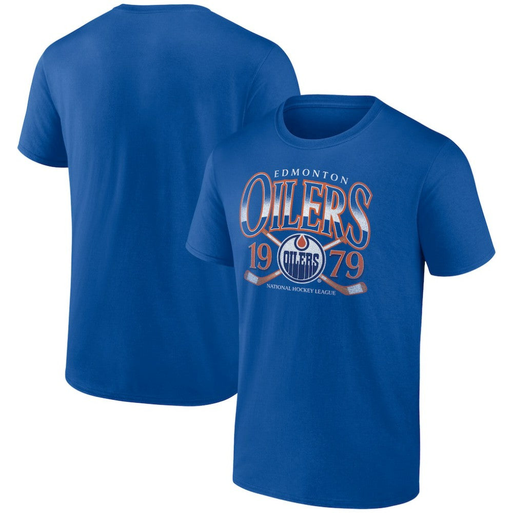 Edmonton Oilers Retro Cross Sticks T-Shirt - Royal T-shirts