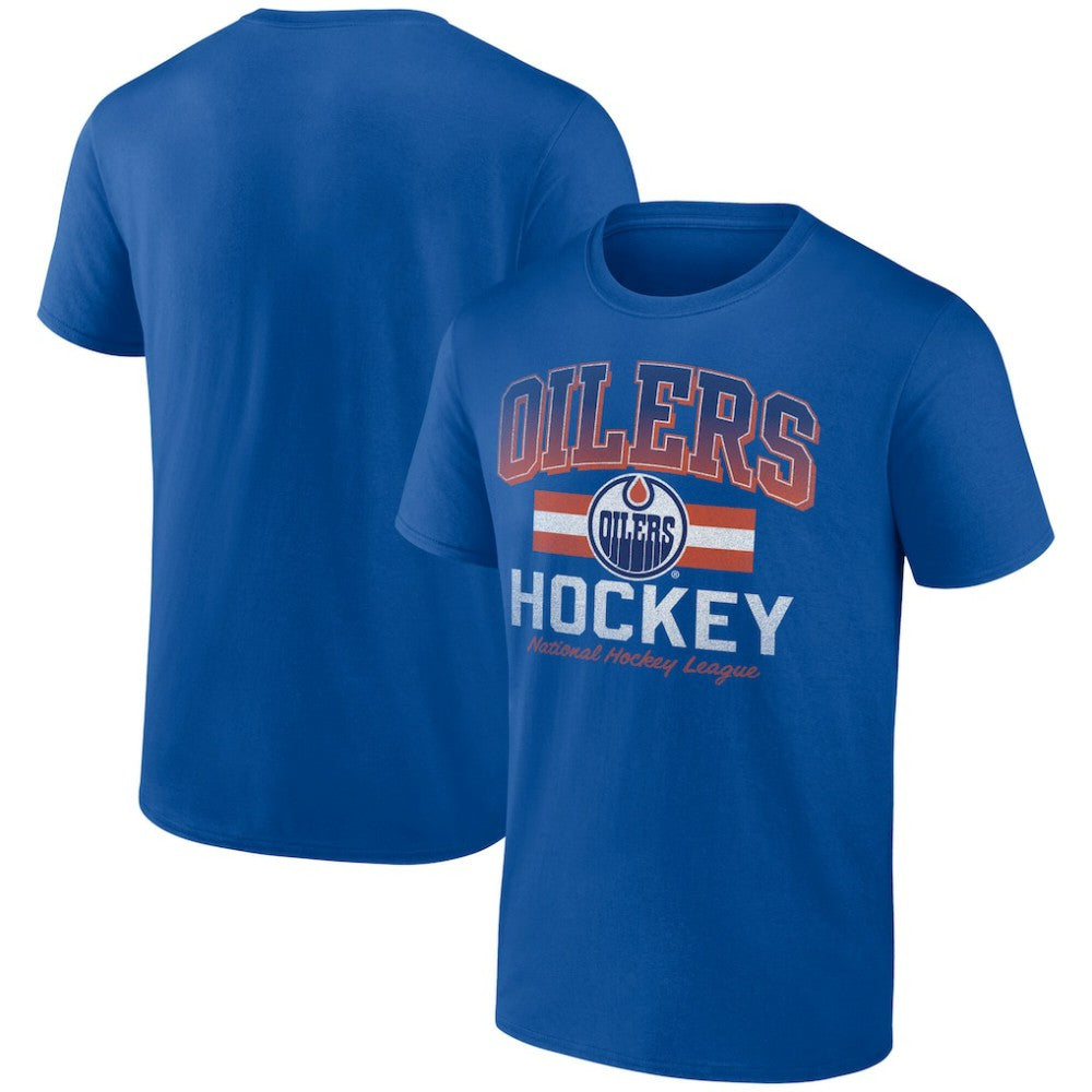 Edmonton Oilers Retro Stripe T-Shirt - Royal T-shirts