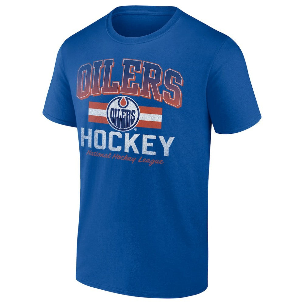 Edmonton Oilers Retro Stripe T-Shirt - Royal T-shirts