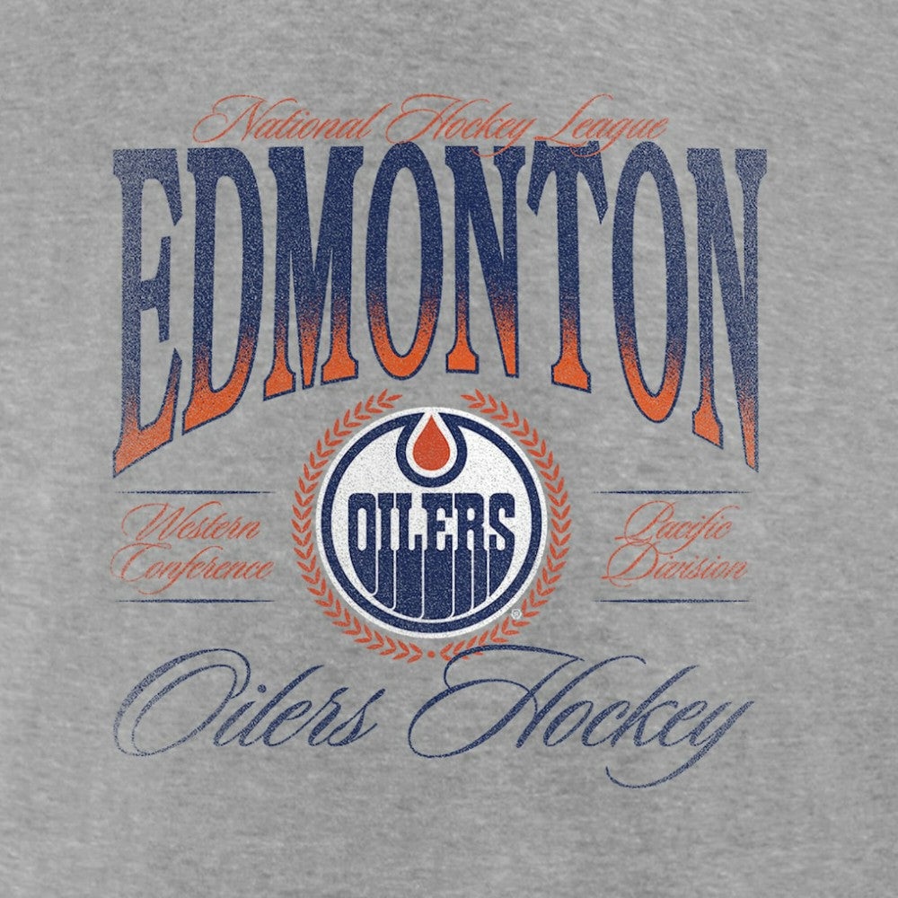 Edmonton Oilers Women's Retro Script V-Neck T-Shirt - Gray T-shirts