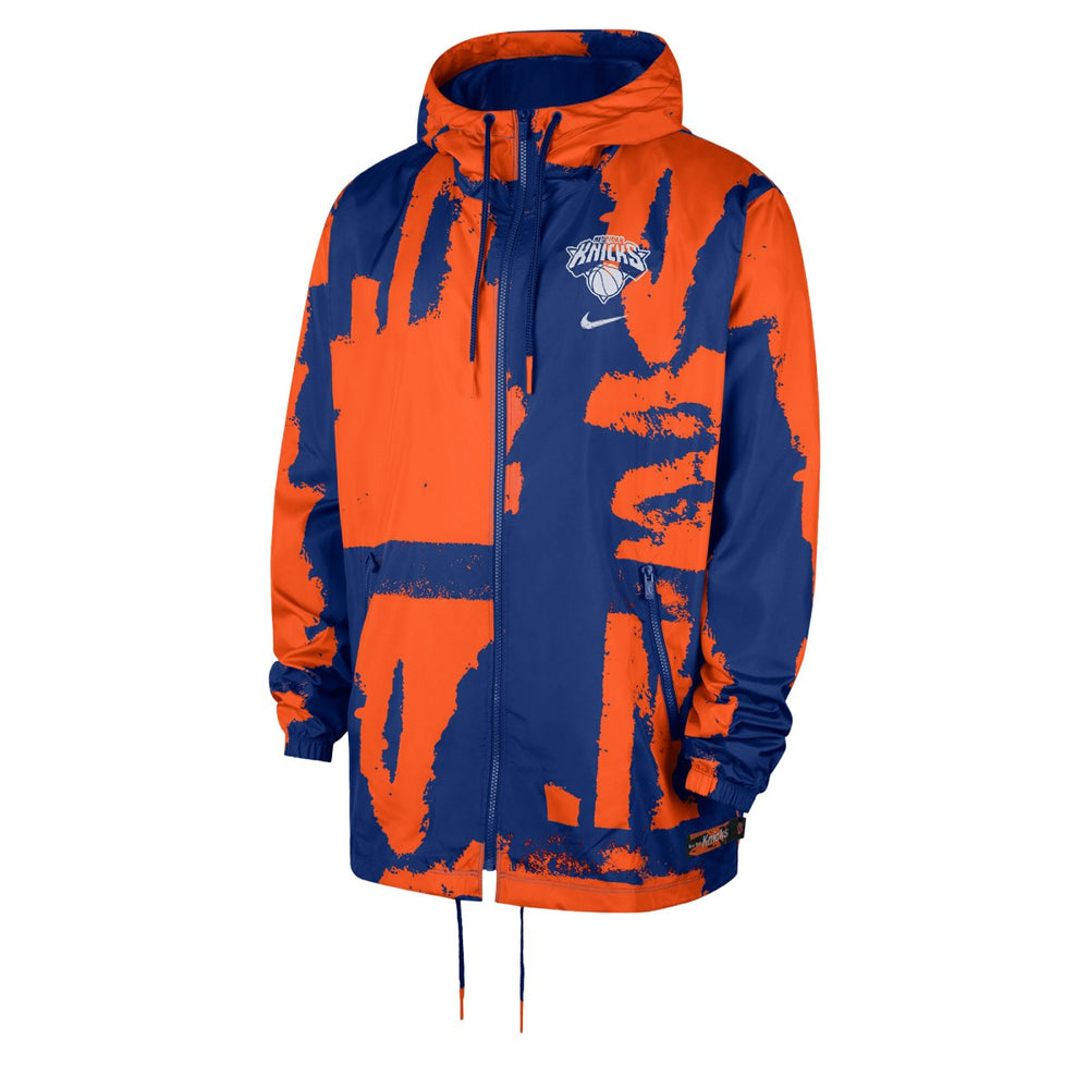 New York Knicks Courtside Club Premium Woven Full-Zip Hooded Jacket - Blue/Orange discount