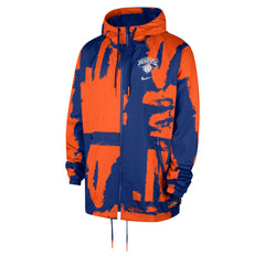 New York Knicks Courtside Club Premium Woven Full-Zip Hooded Jacket - Blue/Orange discount