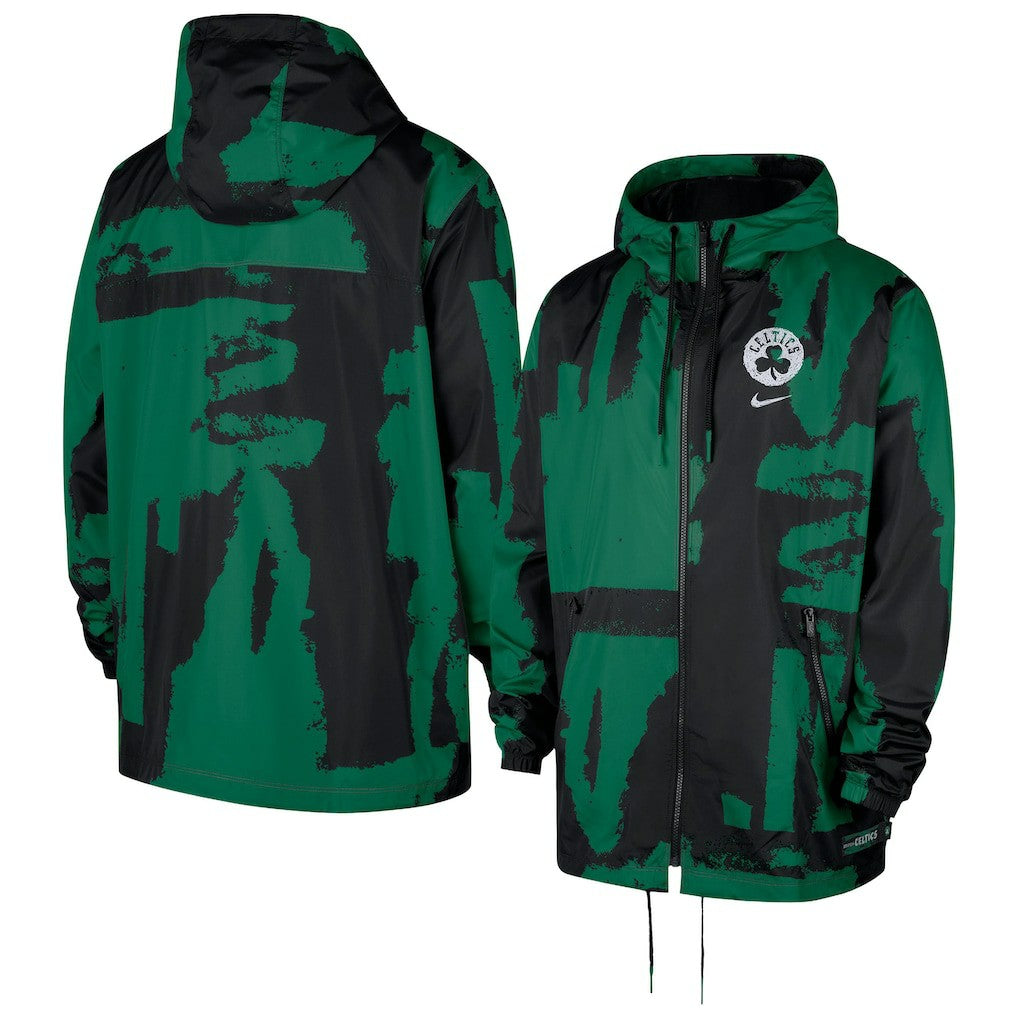 Boston Celtics Courtside Club Premium Woven Full-Zip Hooded Jacket - Black/Kelly Green online