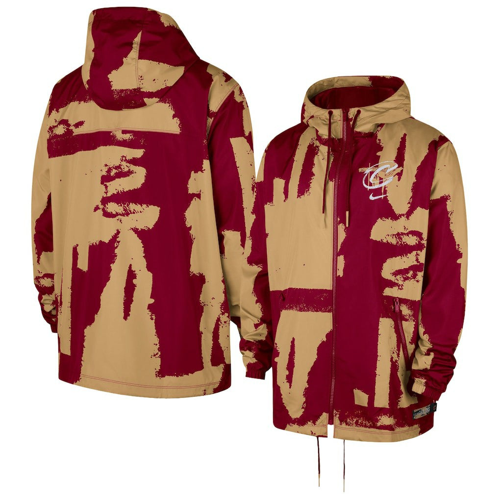 Cleveland Cavaliers Courtside Club Premium Woven Full-Zip Hooded Jacket sale - Wine/Gold on sale
