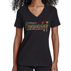 Washington Commanders Starter Women's Groovy Script V-Neck T-Shirt - Black cheap