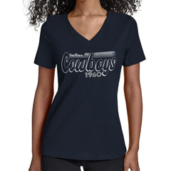 Dallas Cowboys Starter Women's Groovy Script V-Neck T-Shirt - Navy online