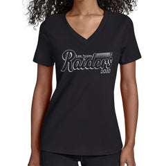 Las Vegas Raiders Starter Women's Groovy Script V-Neck T-Shirt - Black for sale