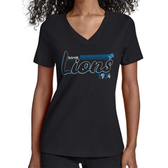 Detroit Lions Starter Women's Groovy Script V-Neck T-Shirt - Black cheap