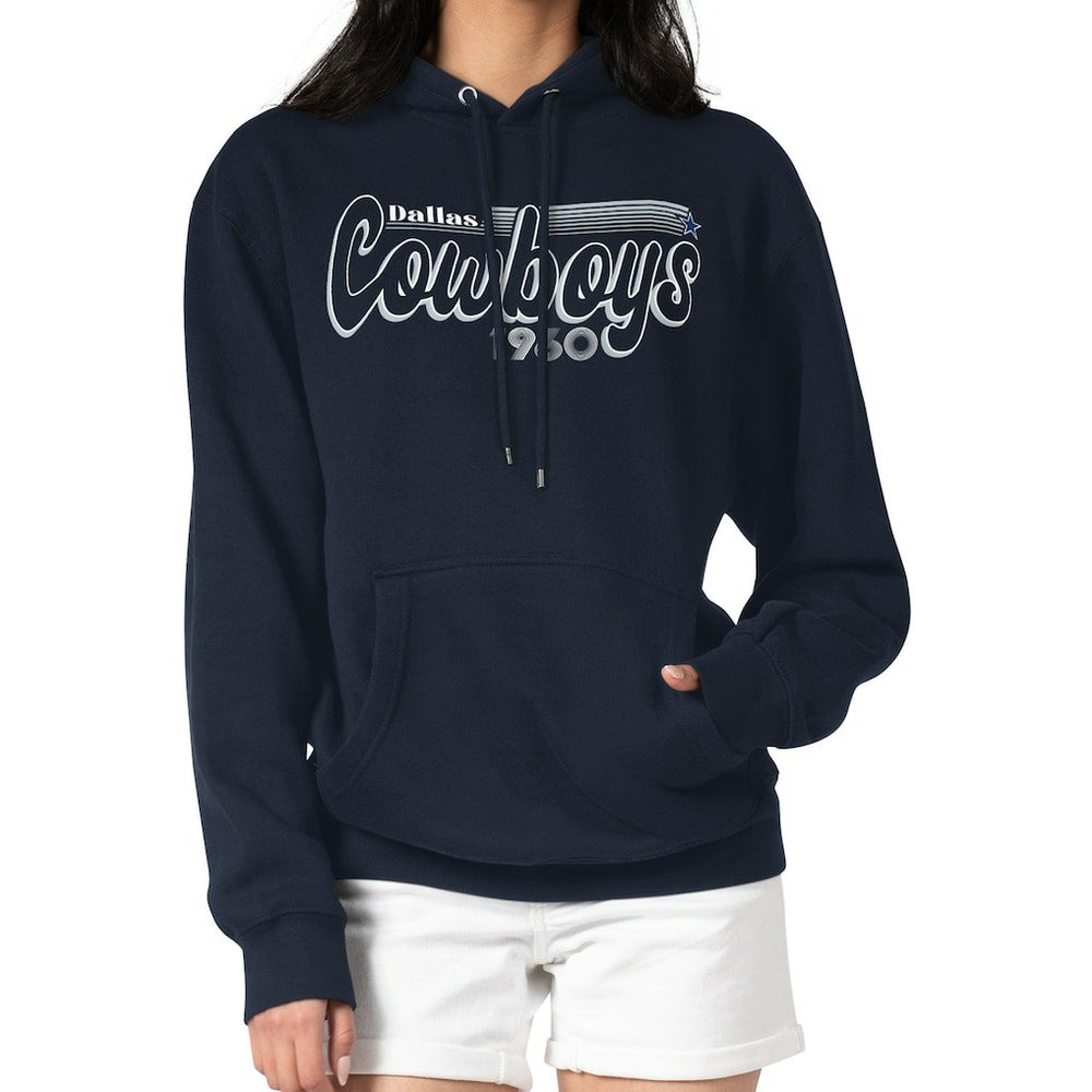 Dallas Cowboys Starter Women's Groovy Script Pullover Hoodie - Navy on sale