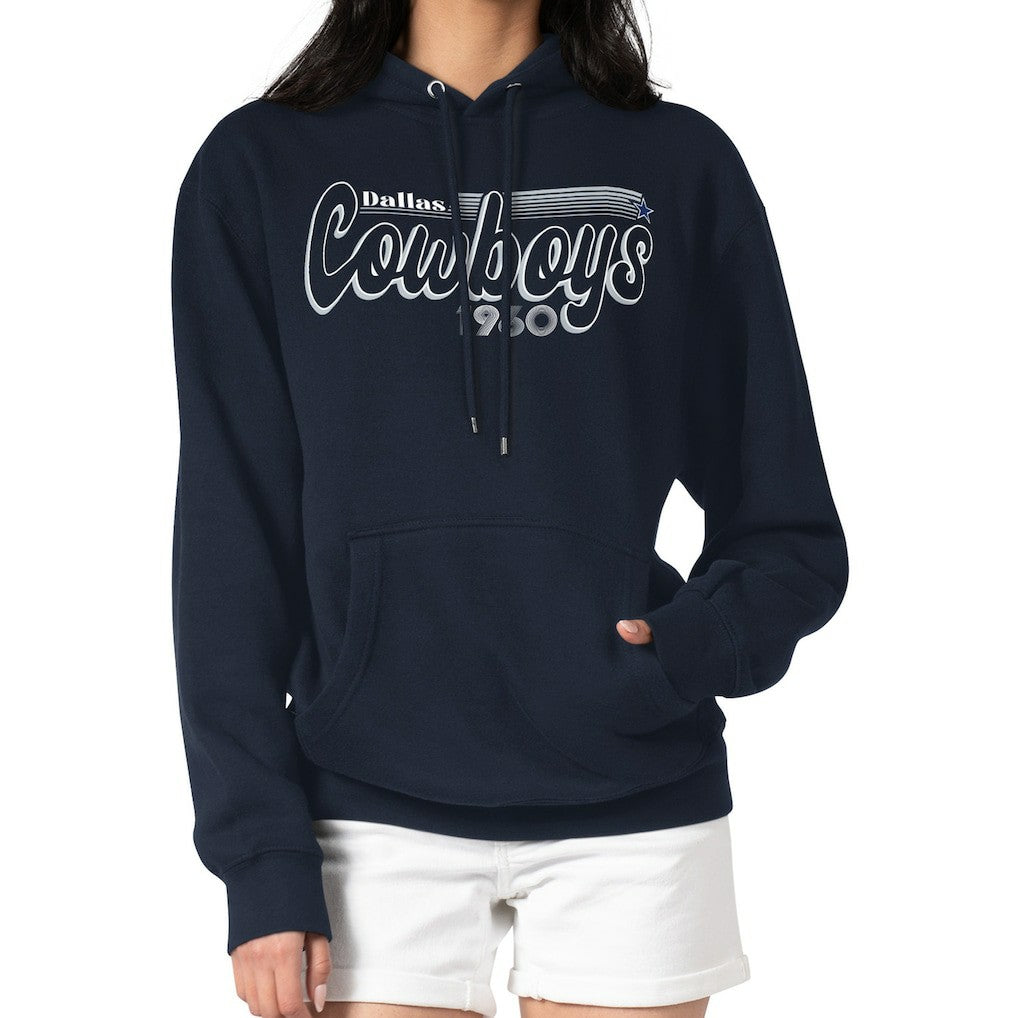 Dallas Cowboys Starter Women's Groovy Script Pullover Hoodie - Navy on sale