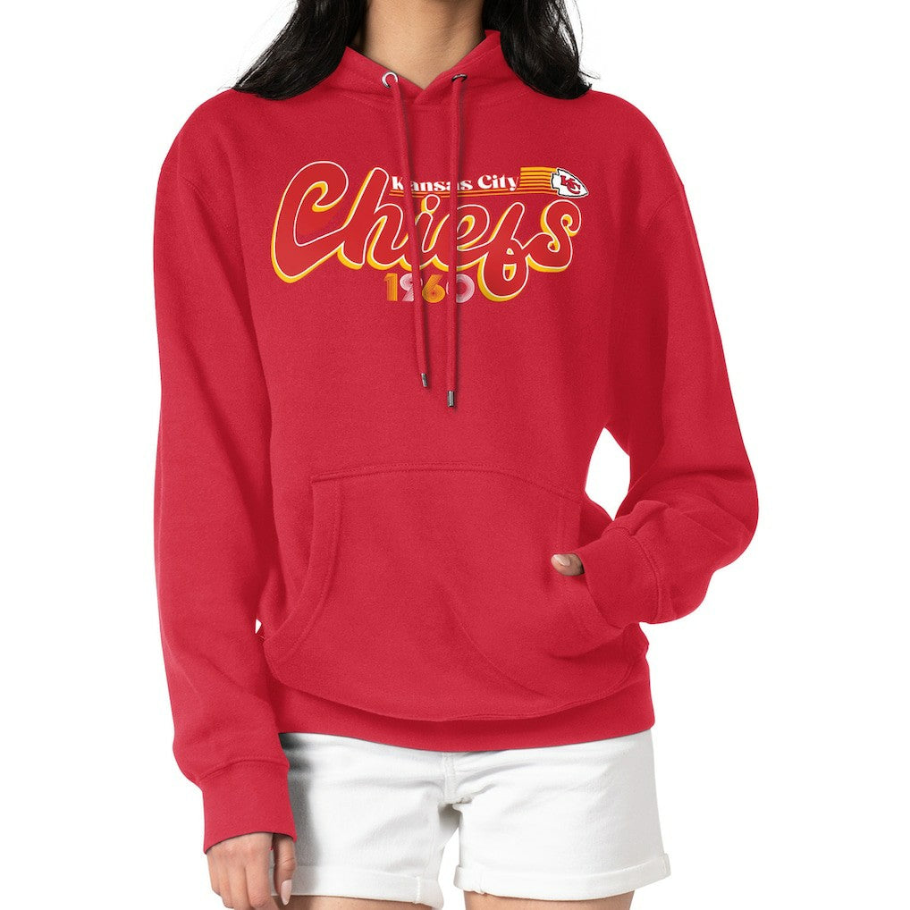 Kansas City Chiefs Starter Women's Groovy Script Pullover Hoodie - Red for sale