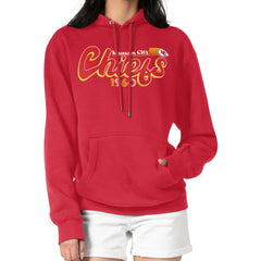 Kansas City Chiefs Starter Women's Groovy Script Pullover Hoodie - Red for sale