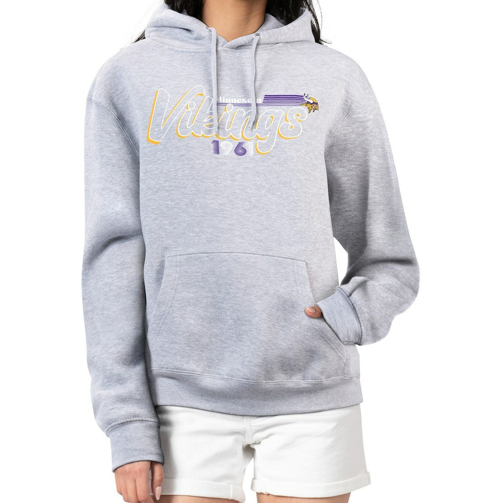 Minnesota Vikings Starter Women's Groovy Script Pullover Hoodie - Gray sale