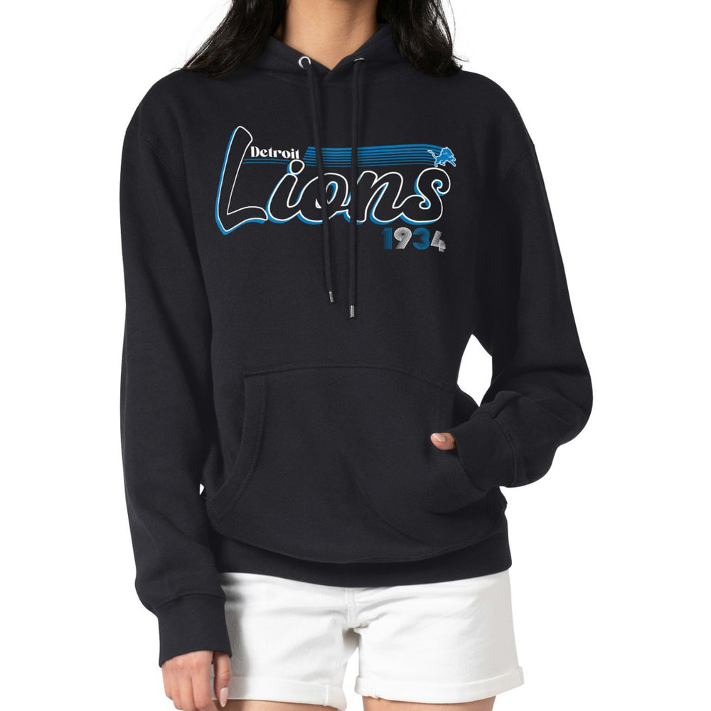 Detroit Lions Starter Women's Groovy Script Pullover Hoodie - Black outlet