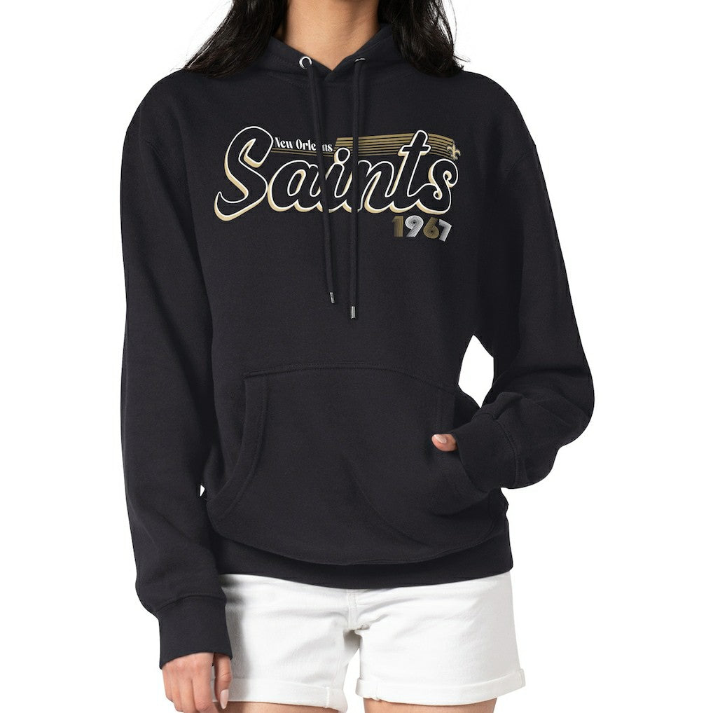 New Orleans Saints Starter Women's Groovy Script Pullover Hoodie - Black for sale