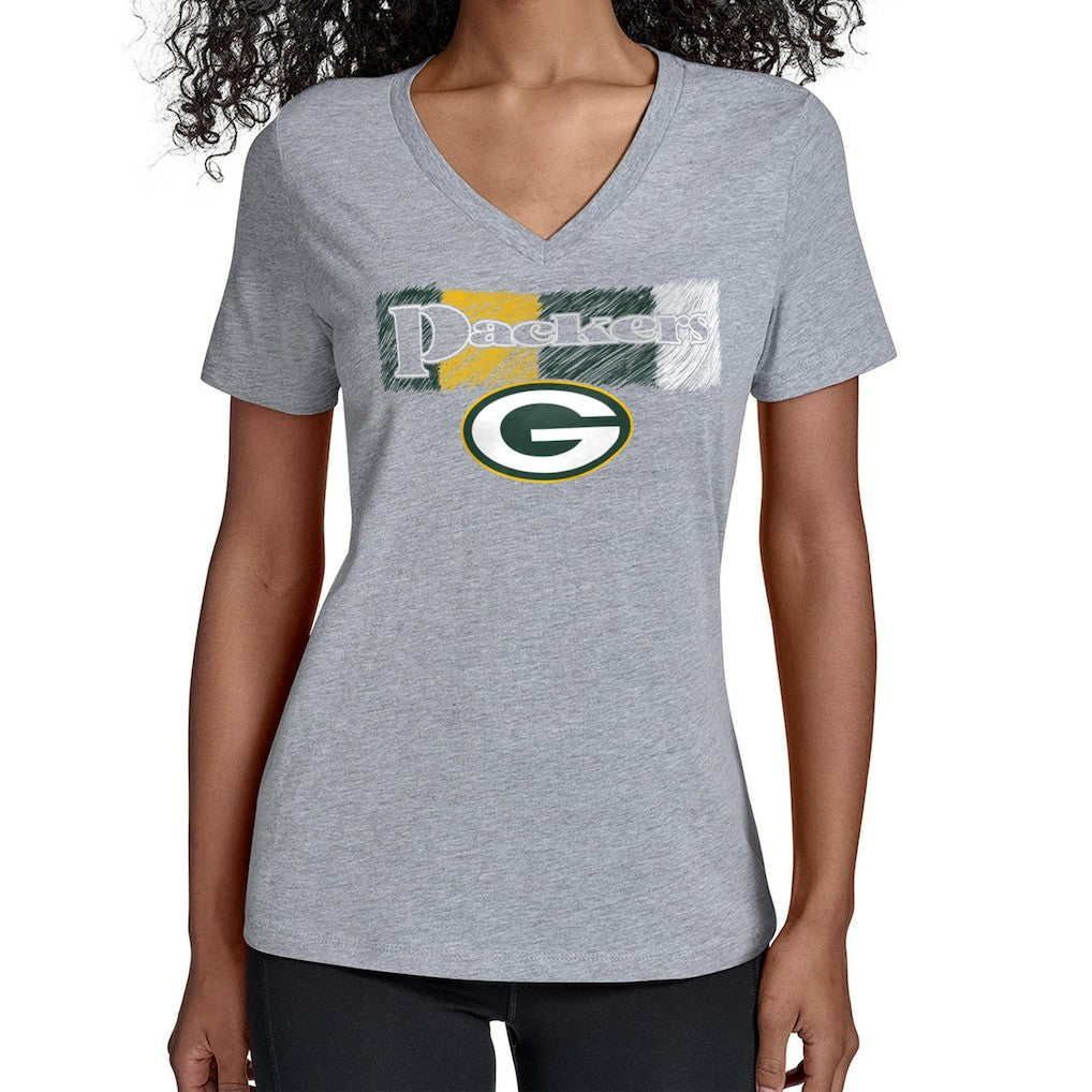Green Bay Packers Starter Women's Color Shading V-Neck T-Shirt - Gray cheap