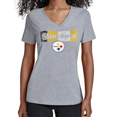Pittsburgh Steelers Starter Women's Color Shading V-Neck T-Shirt - Gray outlet