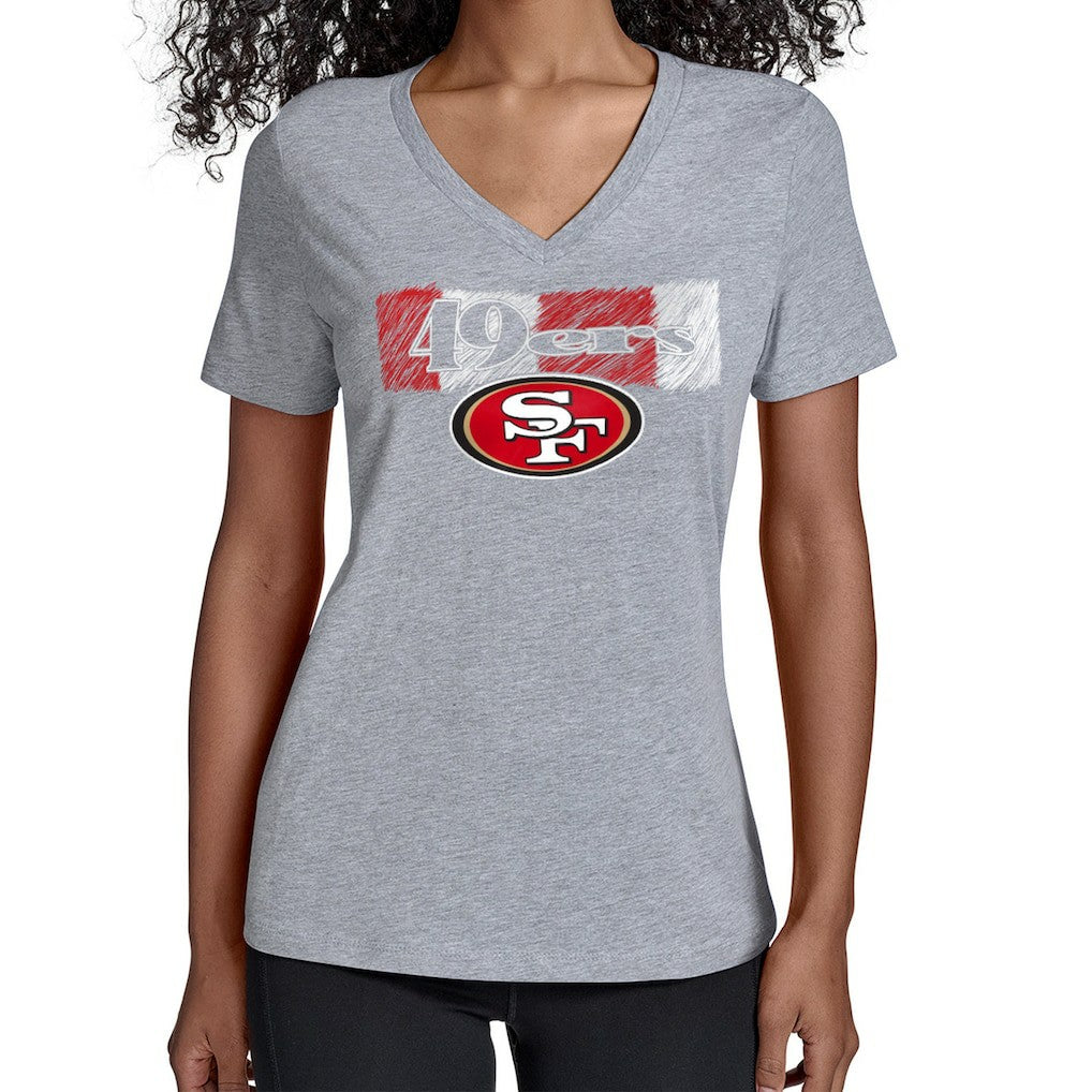 San Francisco 49ers Starter Women's Color Shading V-Neck T-Shirt - Gray online