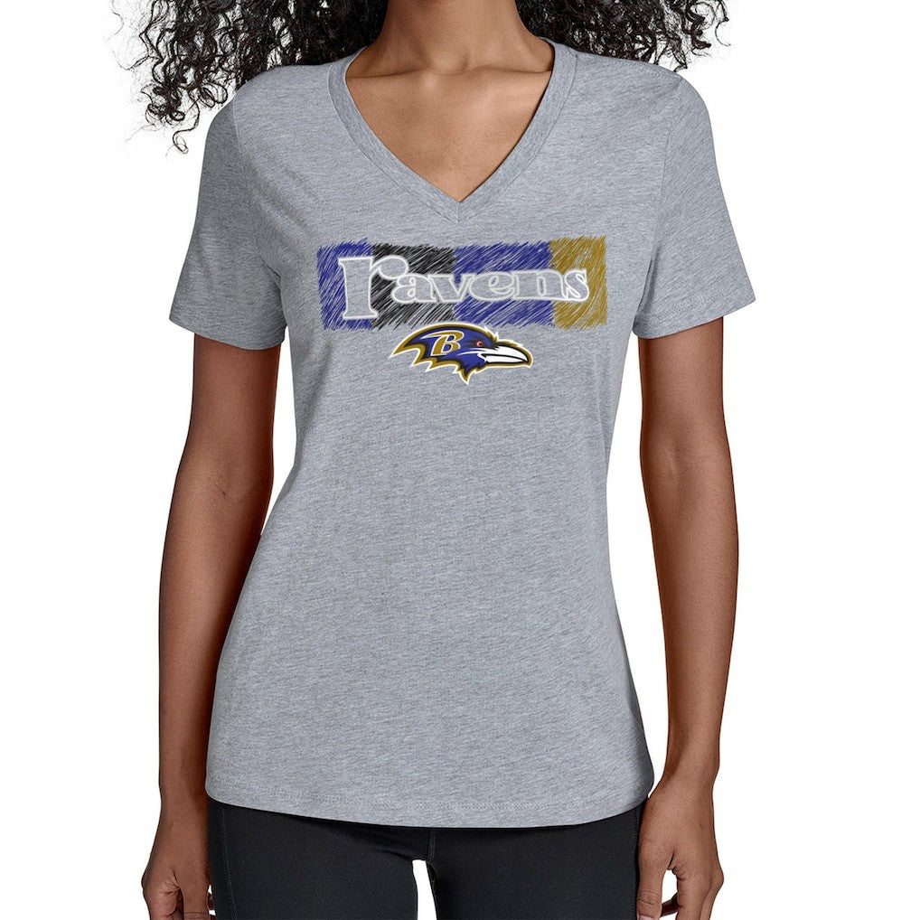 Baltimore Ravens Starter Women's Color Shading V-Neck T-Shirt - Gray outlet