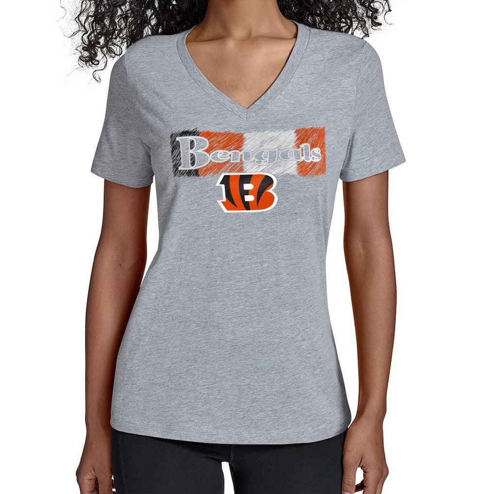 Cincinnati Bengals Starter Women's Color Shading V-Neck T-Shirt - Gray outlet