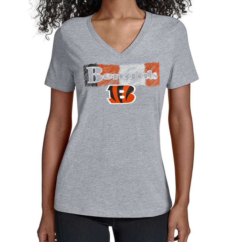 Cincinnati Bengals Starter Women's Color Shading V-Neck T-Shirt - Gray outlet