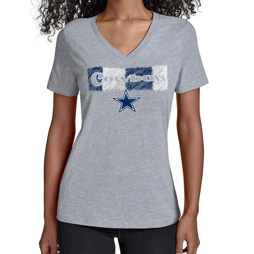 Dallas Cowboys Starter Women's Color Shading V-Neck T-Shirt - Gray discount