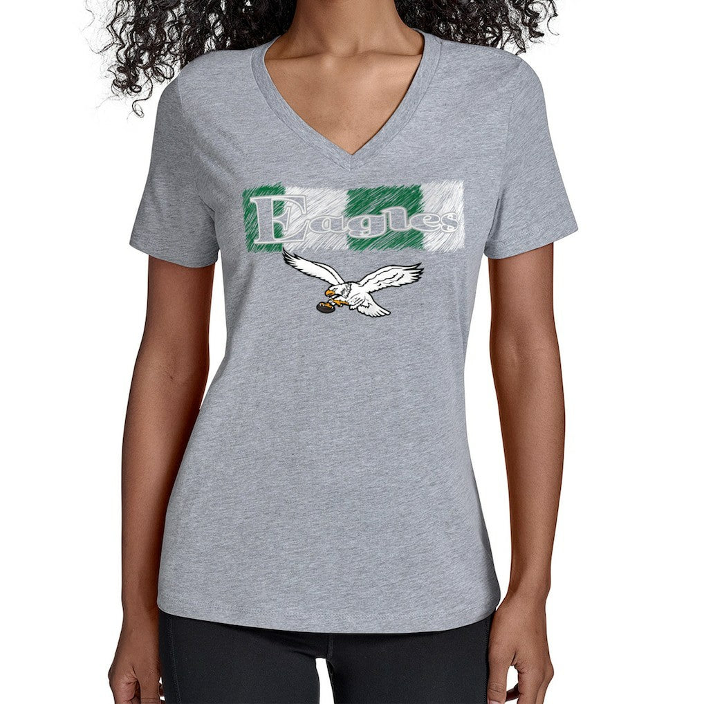 Philadelphia Eagles Starter Women's Color Shading V-Neck T-Shirt - Gray on sale