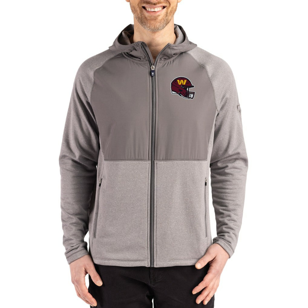 Washington Commanders Cutter & Buck Peshastin Eco Fleece Recycled Raglan Full-Zip Tri-Blend Hybrid Jacket - Heather Gray online