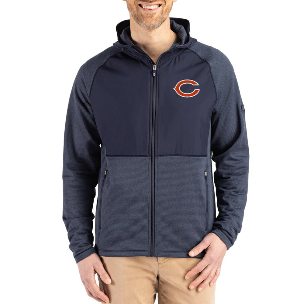 Chicago Bears Cutter & Buck Peshastin Eco Fleece Recycled Raglan Full-Zip Tri-Blend Hybrid Jacket - Heather Navy online
