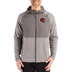Cincinnati Bengals Cutter & Buck Peshastin Eco Fleece Recycled Raglan Full-Zip Tri-Blend Hybrid Jacket - Heather Gray cheap