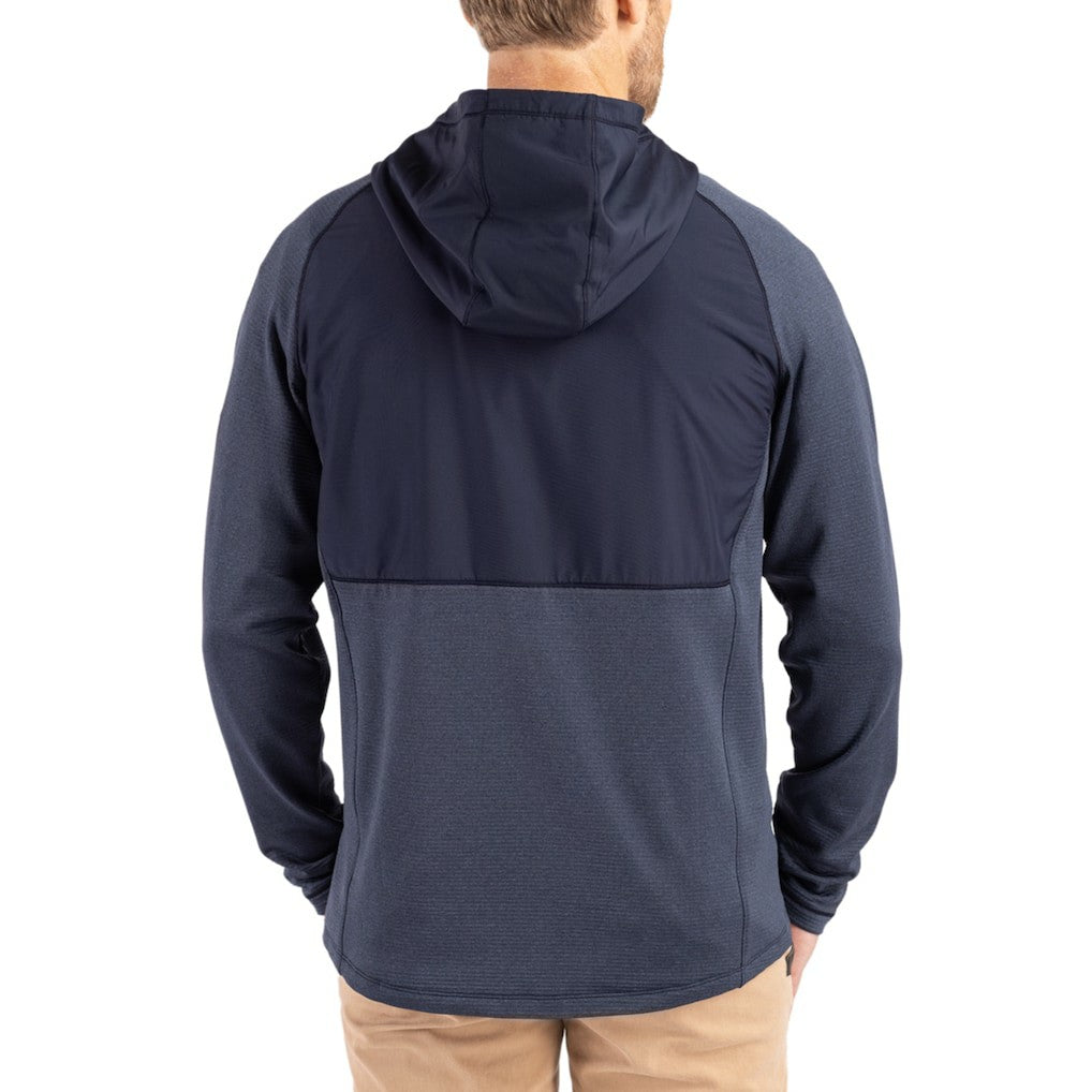 New England Patriots Cutter & Buck Peshastin Eco Fleece Recycled Raglan Full-Zip Tri-Blend Hybrid Jacket - Heather Navy discount