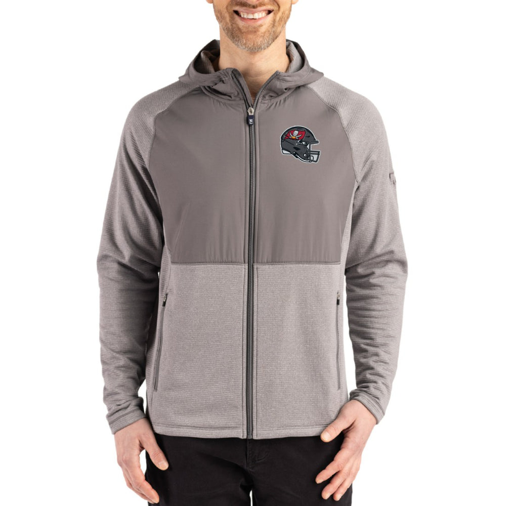 Tampa Bay Buccaneers Cutter & Buck Peshastin Eco Fleece Recycled Raglan Full-Zip Tri-Blend Hybrid Jacket - Heather Gray on sale