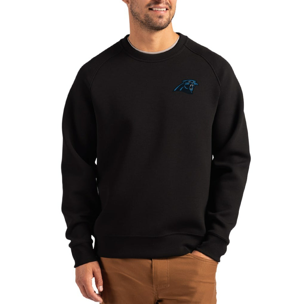Carolina Panthers Cutter & Buck Primary Logo Roam Recycled Raglan Pullover Sweatshirt - Black on sale