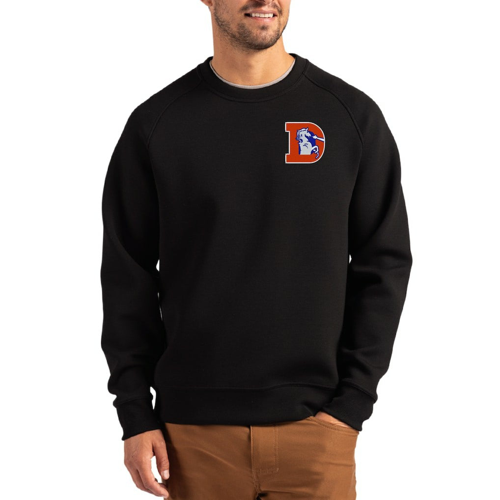 Denver Broncos Cutter & Buck Throwback Roam Recycled Raglan Pullover Sweatshirt - Black online