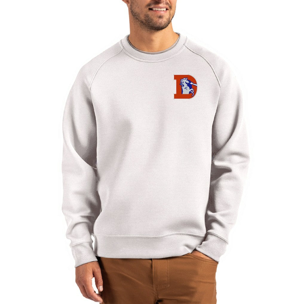 Denver Broncos Cutter & Buck Throwback Roam Recycled Raglan Pullover Sweatshirt - Gray sale
