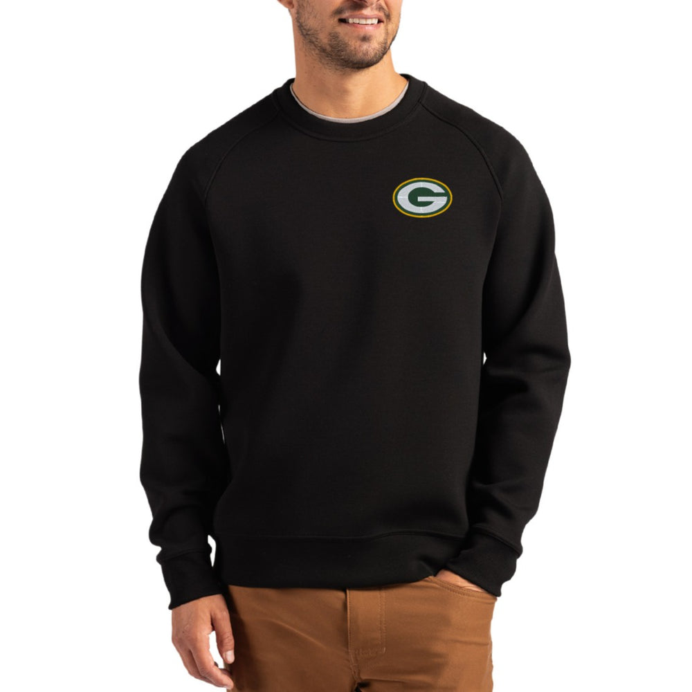 Green Bay Packers Cutter & Buck Primary Logo Roam Recycled Raglan Pullover Sweatshirt - Black discount