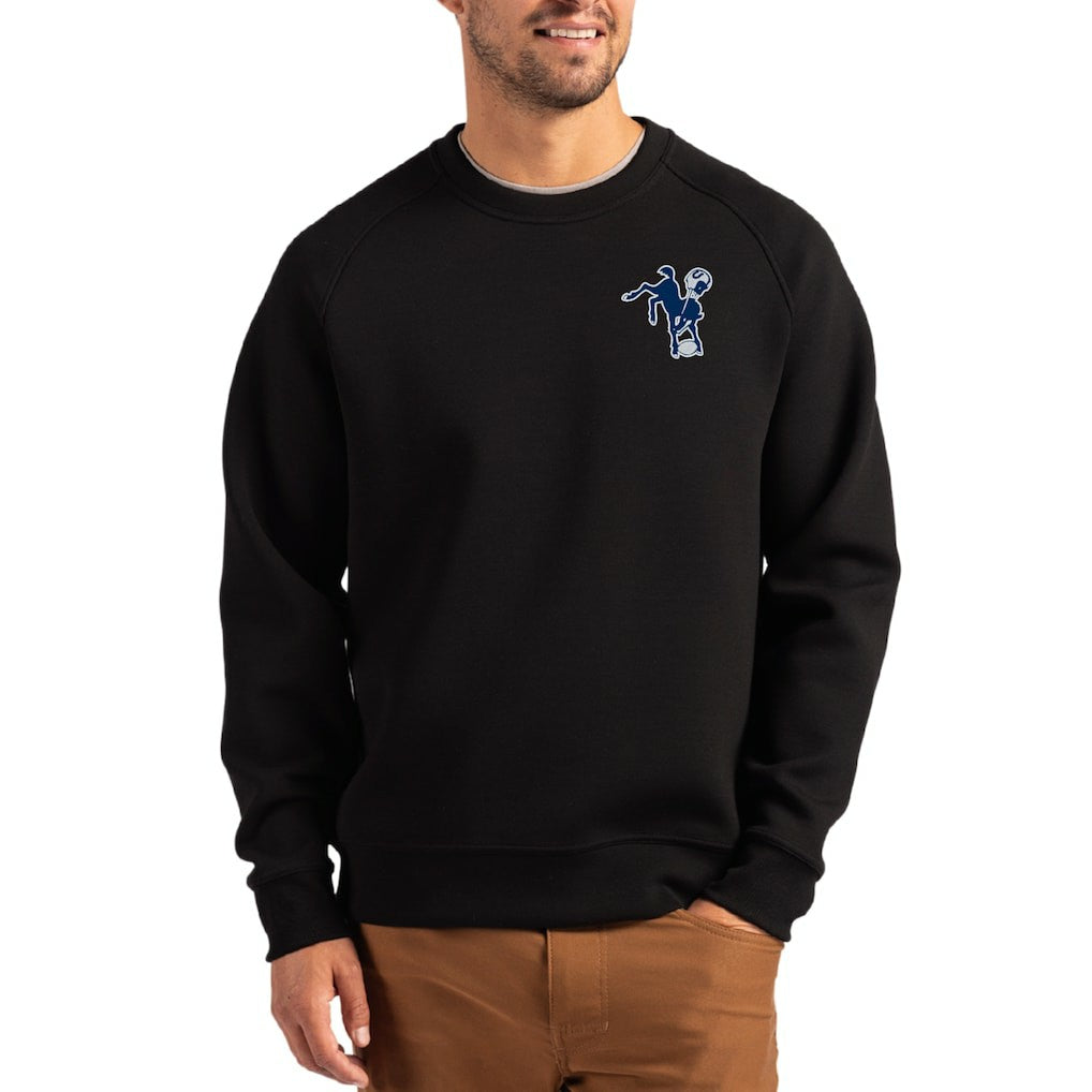 Indianapolis Colts Cutter & Buck Throwback Roam Recycled Raglan Pullover Sweatshirt - Black online