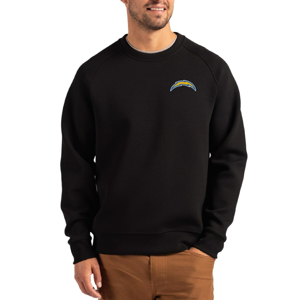 Los Angeles Chargers Cutter & Buck Primary Logo Roam Recycled Raglan Pullover Sweatshirt - Black outlet