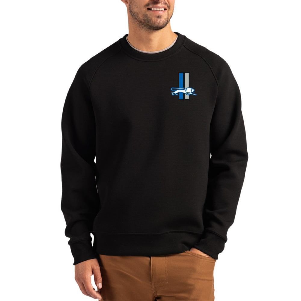 Detroit Lions Cutter & Buck Throwback Roam Recycled Raglan Pullover Sweatshirt - Black on sale