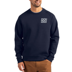 New York Giants Cutter & Buck Throwback Roam Recycled Raglan Pullover Sweatshirt - Navy cheap