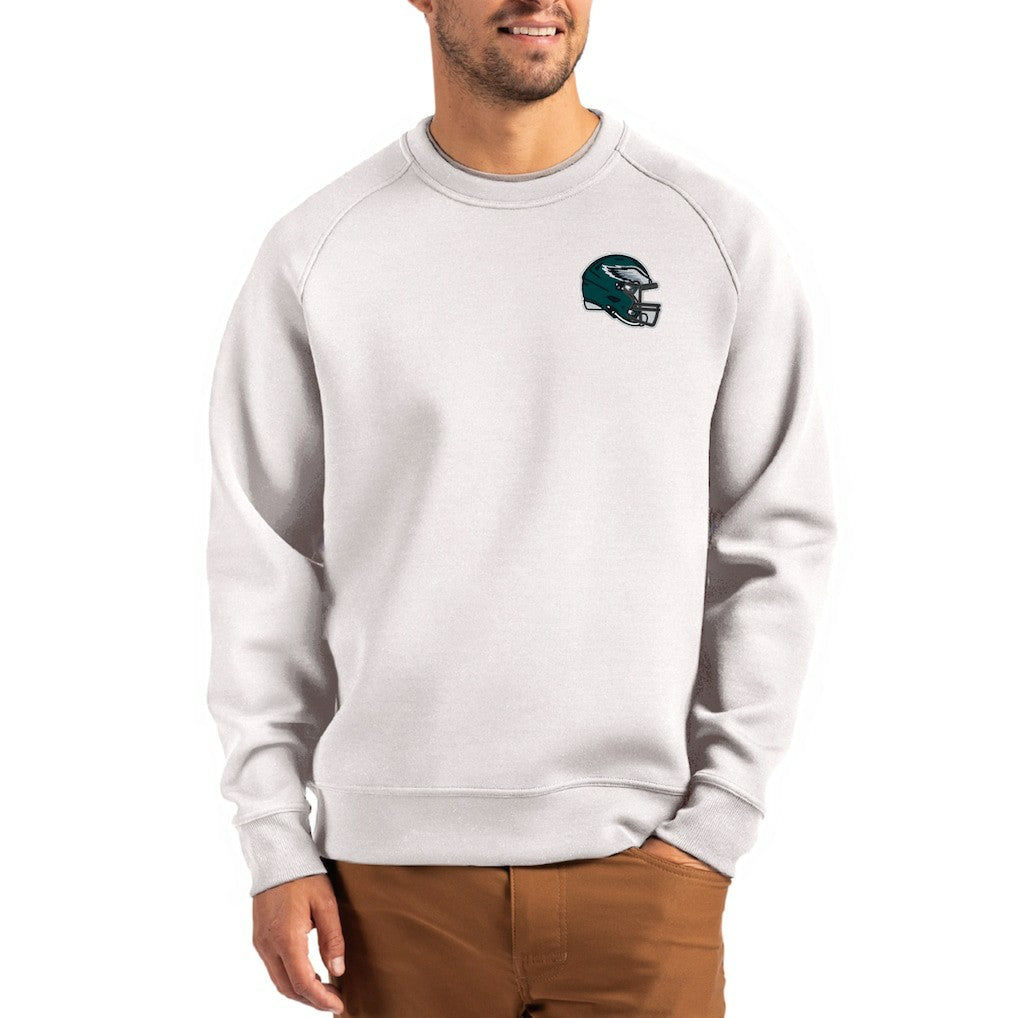 Philadelphia Eagles Cutter & Buck Helmet Roam Recycled Raglan Pullover Sweatshirt - Gray on sale