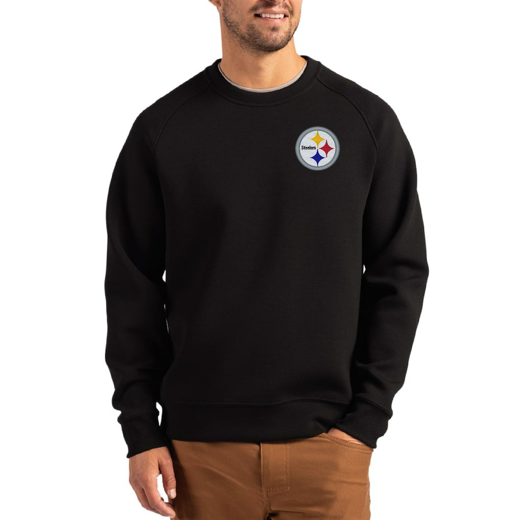 Pittsburgh Steelers Cutter & Buck Primary Logo Roam Recycled Raglan Pullover Sweatshirt - Black on sale