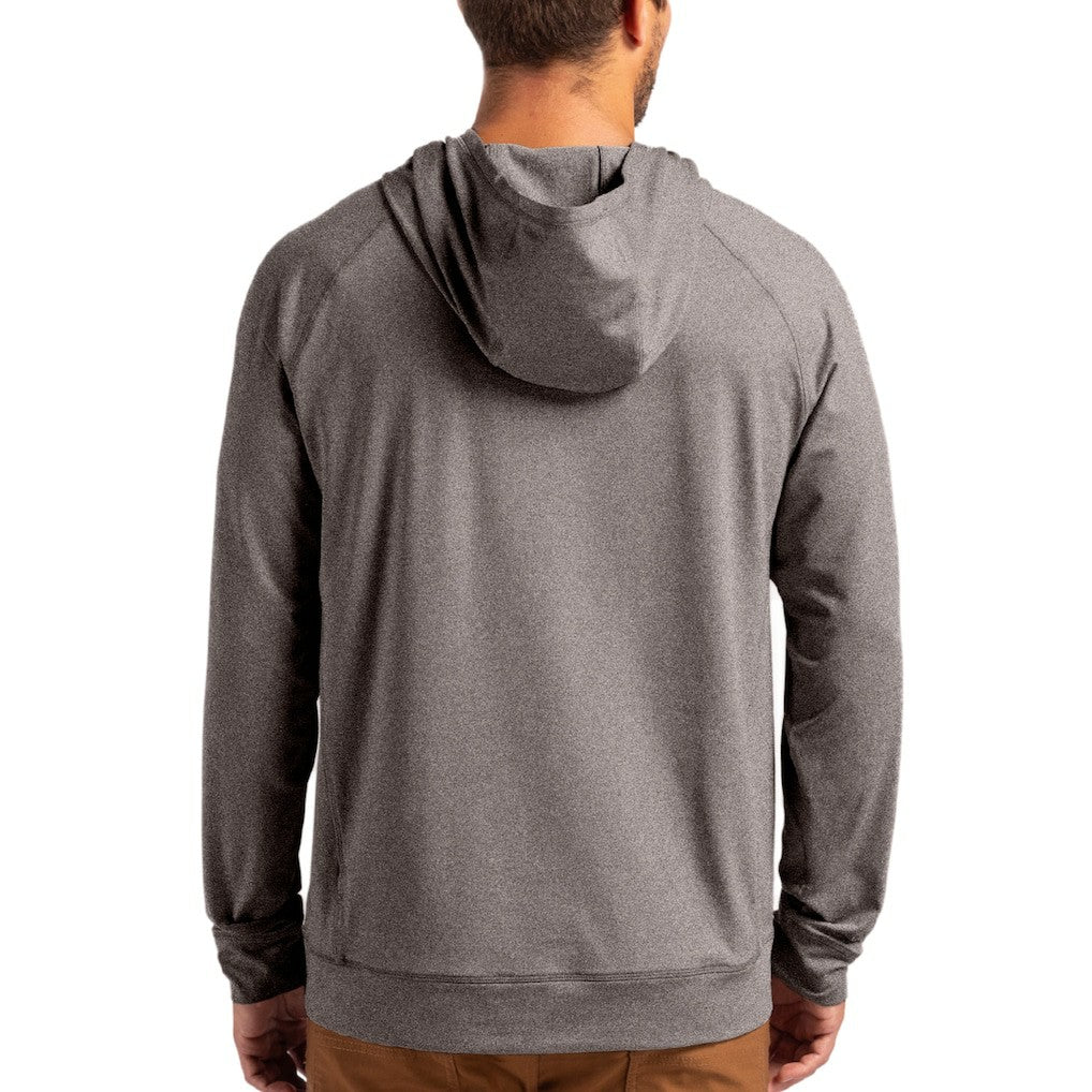 Cleveland Browns Cutter & Buck Adapt Historic Knit Recycled Raglan Pullover Hoodie - Heather Gray for sale