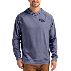 Denver Broncos Cutter & Buck Adapt Americana Knit Recycled Raglan Pullover Hoodie - Heather Navy discount