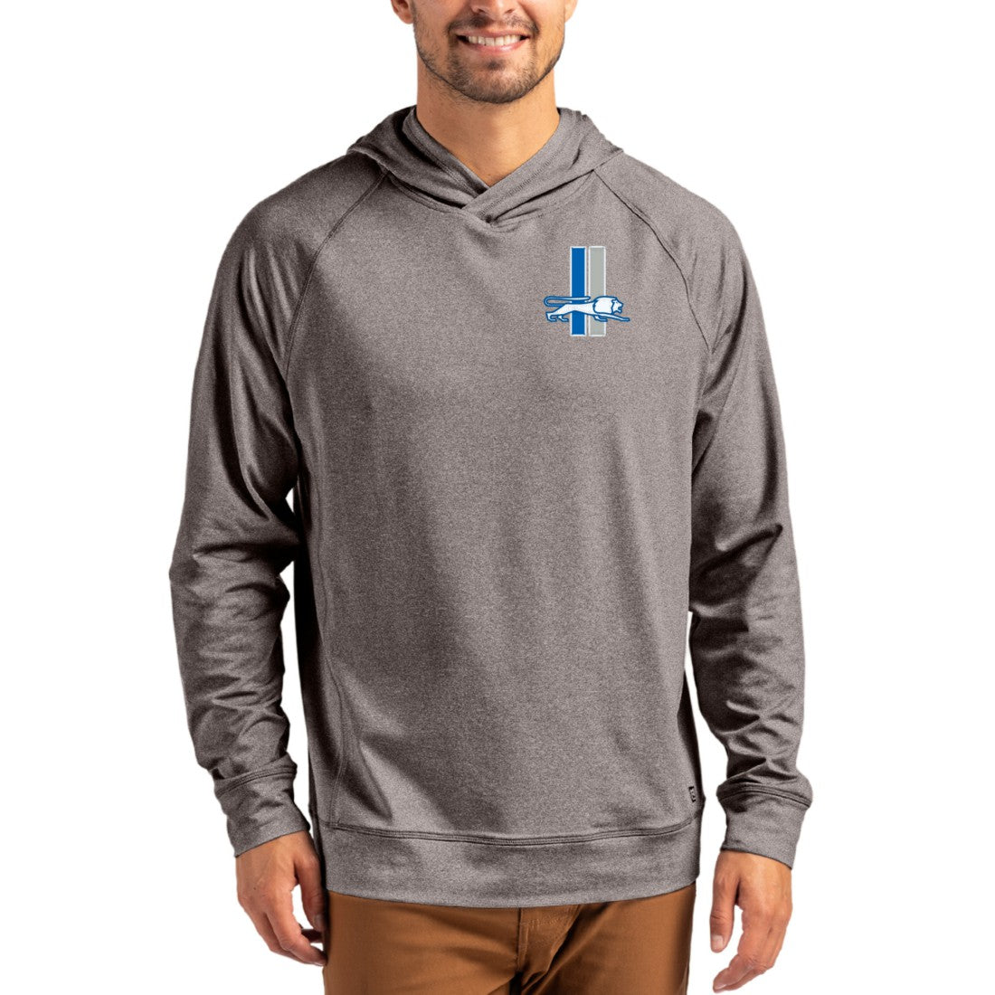 Detroit Lions Cutter & Buck Adapt Historic Knit Recycled Raglan Pullover Hoodie - Heather Gray for sale