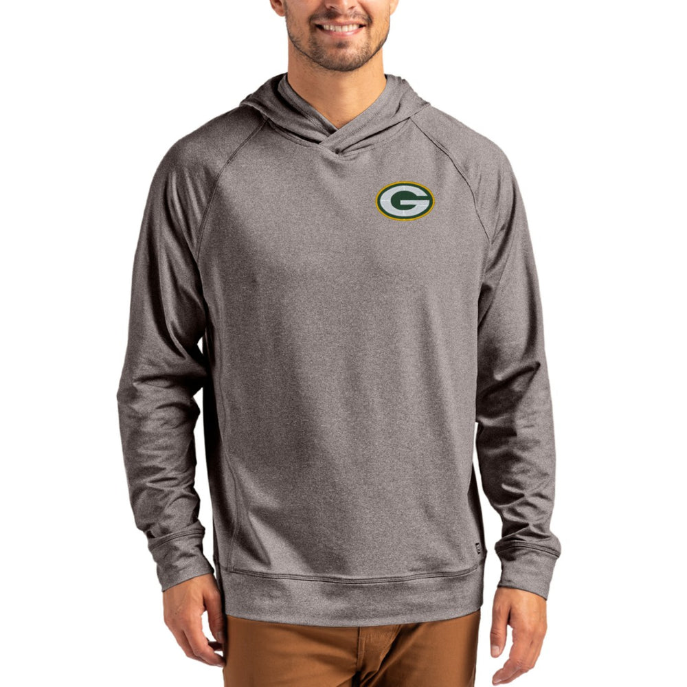 Green Bay Packers Cutter & Buck Adapt Knit Recycled Raglan Pullover Hoodie - Heather Gray sale