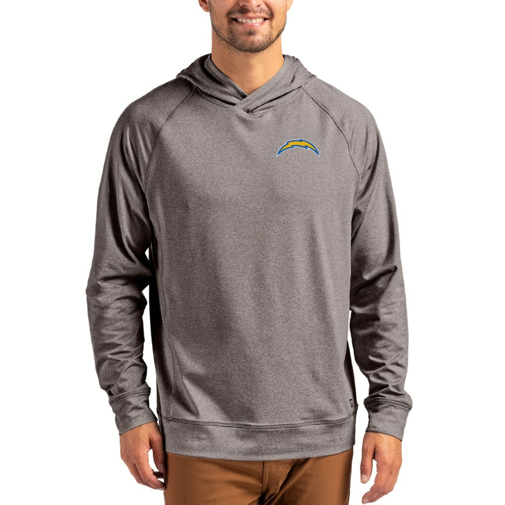 Los Angeles Chargers Cutter & Buck Adapt Knit Recycled Raglan Pullover Hoodie - Heather Gray online